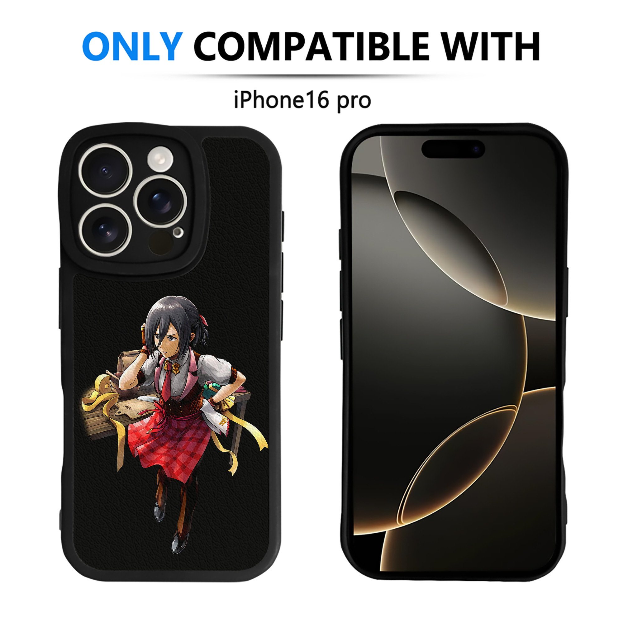 （画像用） 進撃の巨人 ミカサ·アッカーマン Attack on Titan Mikasa Ackerman 【iPhone 16シリーズ対応】シリコンスマホケース（レザー調） 材質：シリコン